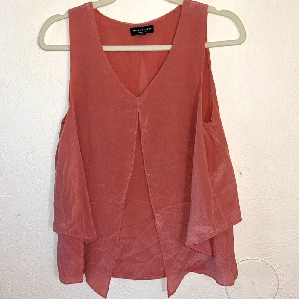 Willi Smith Pink Silk Sleeveless Top Size Small